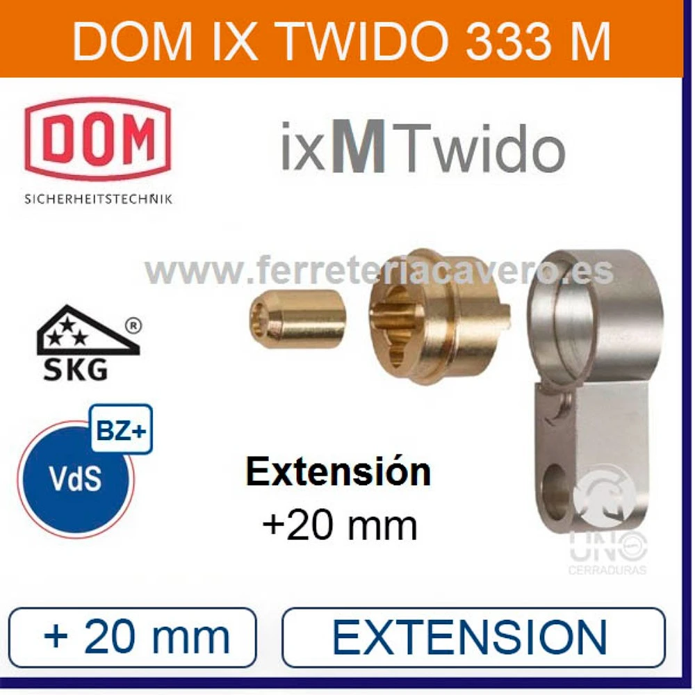 EXTENSIÓN +20mm Cilindro DOM IX TWIDO reforazdo 333M EXTENSIÓN +20mm Cilindro DOM IX TWIDO reforazdo 333M