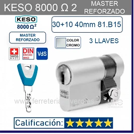 CILINDRO KESO 8000 Omega² 81.B15 MASTER REFORZADO 30+10:40mm 3 Llaves