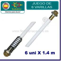VARILLAS COMPLETA TENDEDERO EL SOL 6 UNIDADES 1.40 MT