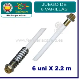 VARILLAS COMPLETA TENDEDERO EL SOL 6 UNIDADES 2.20 M