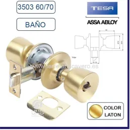 CERRADURA POMO TESA 3503/60-70 LATON MATE
