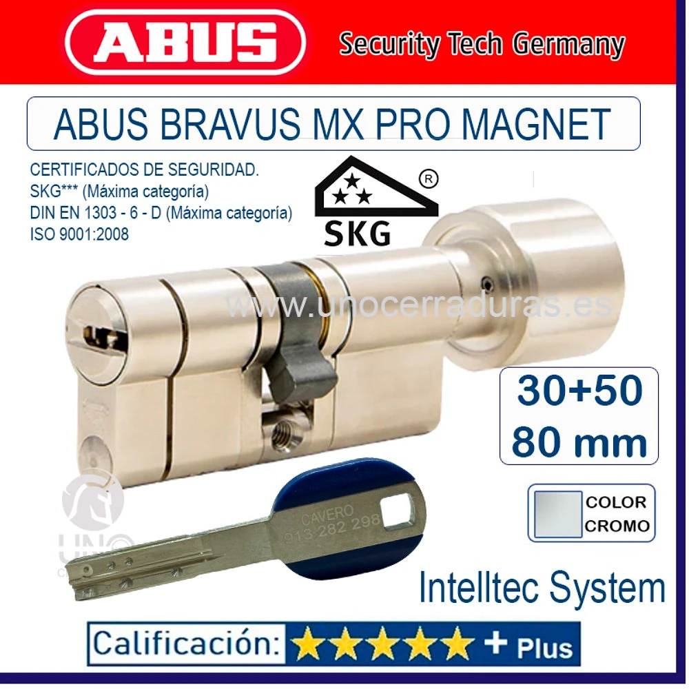 BOMBIN ABUS BRAVUS MX PRO MAGNET POMO 30+50.80mm CROMO