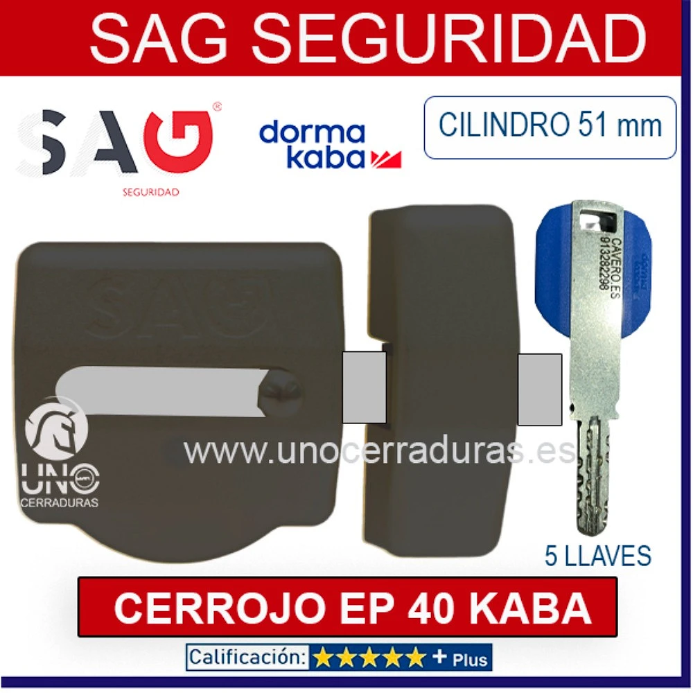 Pack Cerrojo SAG EP40 2023 + Bombín KABA EXPERT PLUS LAM Pomo - Cerradura  Plus
