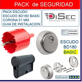 PACK ESCUDO DISEC BD180 BASIC CROMO + GUIA INSTALACION + CORONA 51 PACK ESCUDO DISEC BD180 CROMO + GUIA INSTALACION + CORONA 51