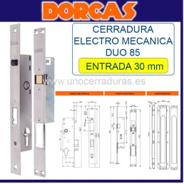 CERRADURA ELEC DORCAS DUO 5601 E:30 INOX CERRADURA ELEC DORCAS INOX DUO 30/85 56008