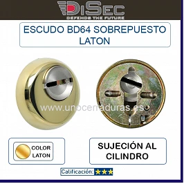 ESCUDO DISEC BD64 SOBREPUESTO SIN TORNILLOS PASANTES ORO
