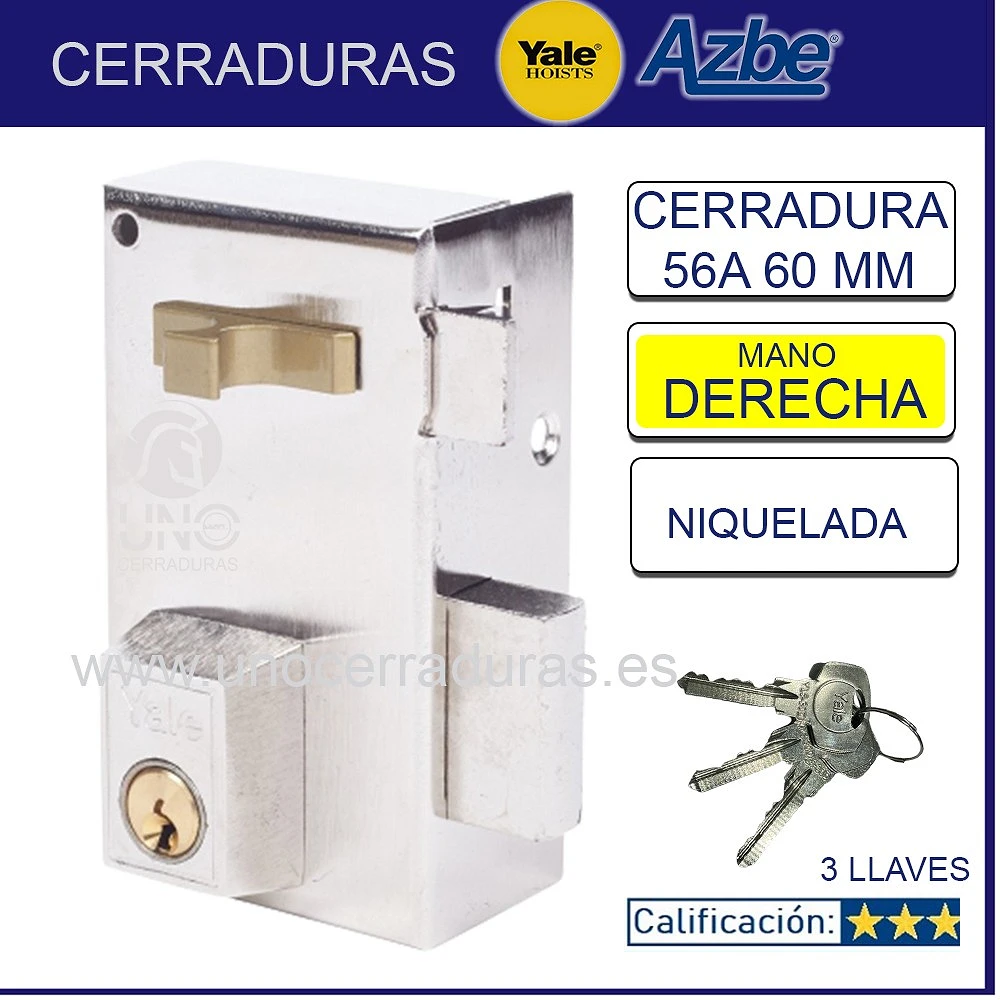 CERRADURA SOBR. 60X35MM 56A60DHN H.NIQ. PIC/PAL DCHA YALE CERRADURA SOBR. 60X35MM 56A60DHN H.NIQ. PIC/PAL DCHA YALE