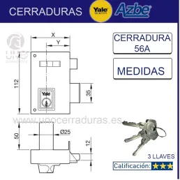 CERRADURA SOBR. 60X35MM 56A60DHN H.NIQ. PIC/PAL DCHA YALE CERRADURA SOBR. 60X35MM 56A60DHN H.NIQ. PIC/PAL DCHA YALE