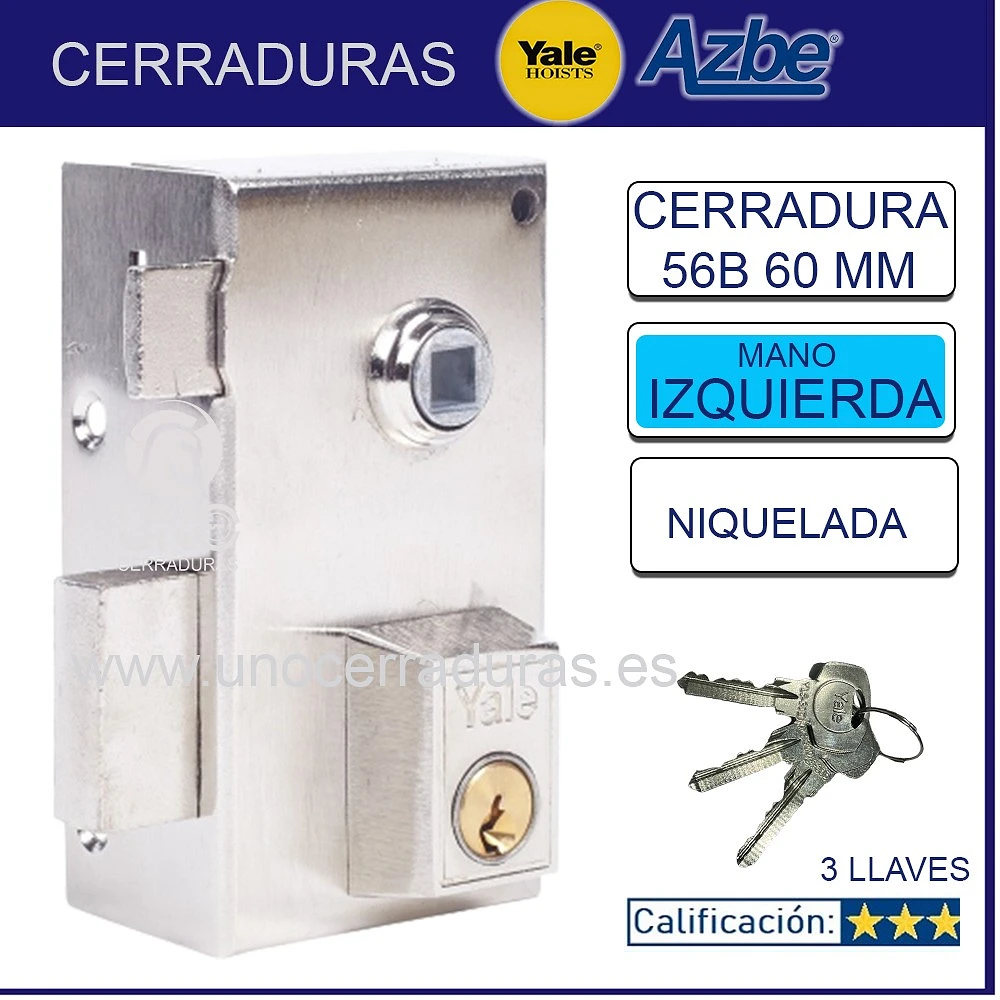 CERRADURA SOBR. 60X35MM 56B60IHN H.NIQ. PIC/PAL IZQ YALE CERRADURA SOBR. 60X35MM 56B60IHN H.NIQ. PIC/PAL IZQ YALE