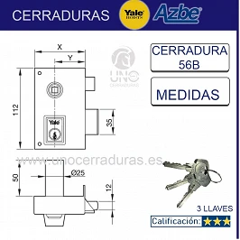 CERRADURA SOBR. 70X40MM 56B70IHP H.PINT. PIC/PAL IZQ YALE CERRADURA SOBR. 70X40MM 56B70IHP H.PINT. PIC/PAL IZQ YALE