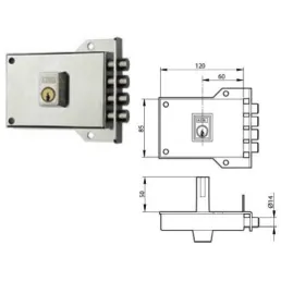 CERRADURA SOBR. 120X60MM 70IHN CERRADURA SOBR. 120X60MM 70IHN H.NIQ. PIC/PAL IZQ YALE