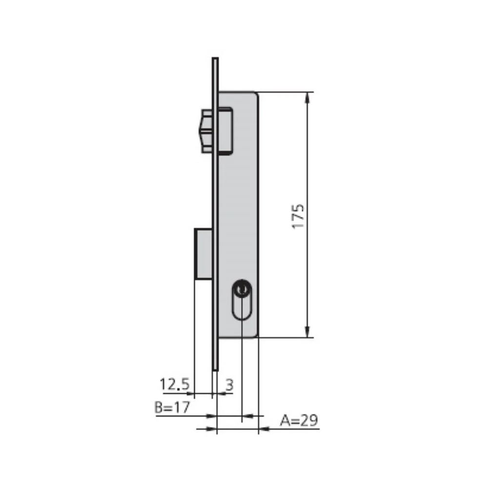 CERRADURA MET.EMB. 1975V E-17M CERRADURA MET.EMB. 1975V E-17MM ROD/PAL CIL.NIQ.OVAL NIQ CVL