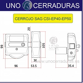 SAG EP40 + KABA EXPERT CROSS 60mm CON POMO IGUALADO 5 LLAVES CROMO UNO CERRADURAS