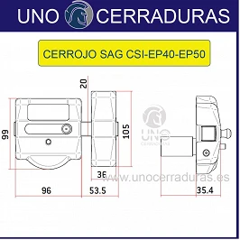 CERROJO SAG EP50 CROMO CILINDRO 75mm KESO PREMIUM 3 LLAVES UNO CERRADURAS
