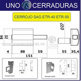 CERROJO SAG TRASTERO ETR-40 GRAPON A CROMO ROTOR KABA EXPERT PLUS 5 LLAVES