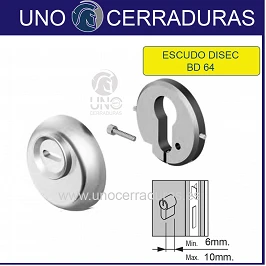 ESCUDO DISEC BD64 SOBREPUESTO SIN TORNILLOS PASANTES ORO