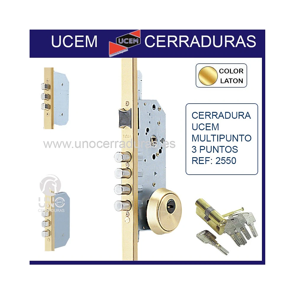 Pack: Cerradura + Cerrojo Multipunto de Seguridad con cilindro por