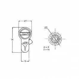 CILINDRO MULTLOCK GAON 7x7 33+38:71 mm LATON 14 Dientes