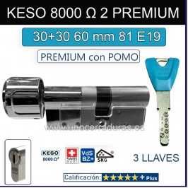 CILINDRO KESO 8000 Omega2 PREMIUM 30+30:60mm POMO CROMO 81.E19.080