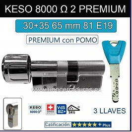 CILINDRO KESO 8000 Omega2 PREMIUM 30+35:65mm POMO CROMO 81.E19.080
