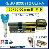 KESO 8000 Omega2 ULTRA 30+30:60mm POMO ORO 81.F19.080 3 LLAVES