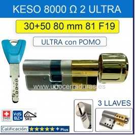 BOMBILLO KESO 8000 Omega2 ULTRA 30+50:80mm POMO ORO 81.F19.080 3 LLAVES