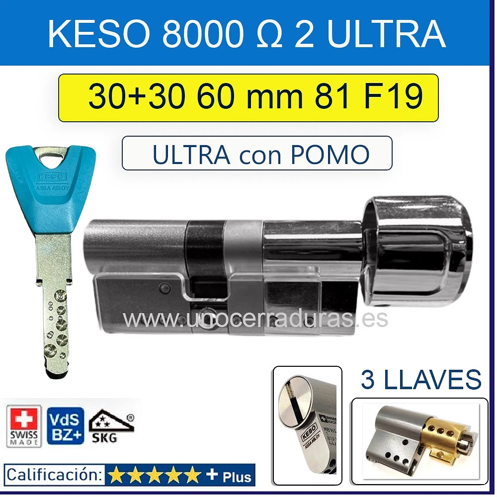 BOMBILLO KESO 8000 Omega2 ULTRA 30+30:60mm POMO CROMO