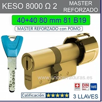 KESO 8000 Omega2 MASTER REFORZADO 40+40:80mm POMO ORO 81.B19