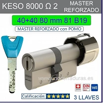 KESO 8000 Omega2 MASTER REFORZADO 40+40:80mm POMO CROMO 81.B19