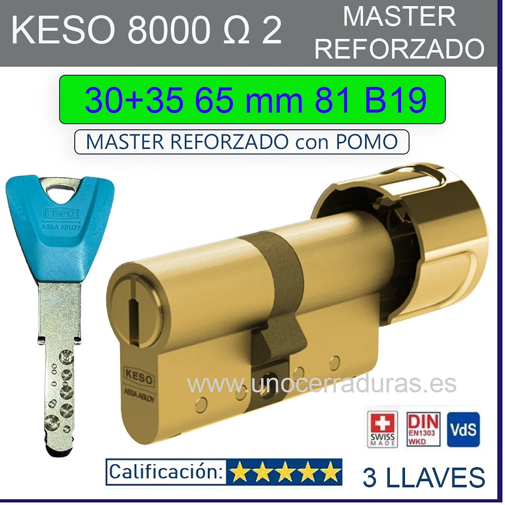KESO 8000 Omega2 MASTER REFORZADO 30+35:65mm POMO ORO