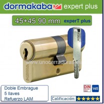 CILINDRO DORMA KABA ExperT pluS LAM Doble Embrague 45+45 90mm LATON
