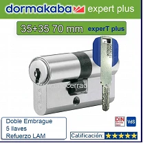 CILINDRO DORMA KABA ExperT pluS LAM Doble Embrague 35+35 70mm CROMO