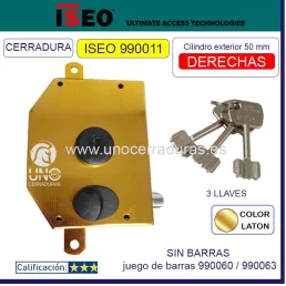 CERRADURA ISEO SUPERFICIE 3 PUNTOS DORADA 913101 DERECHAS
