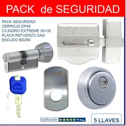 SAG EP40 PLATA-KABA EXTREME POMO -5 LLAVES-PLACA SAG -DISEC BD280