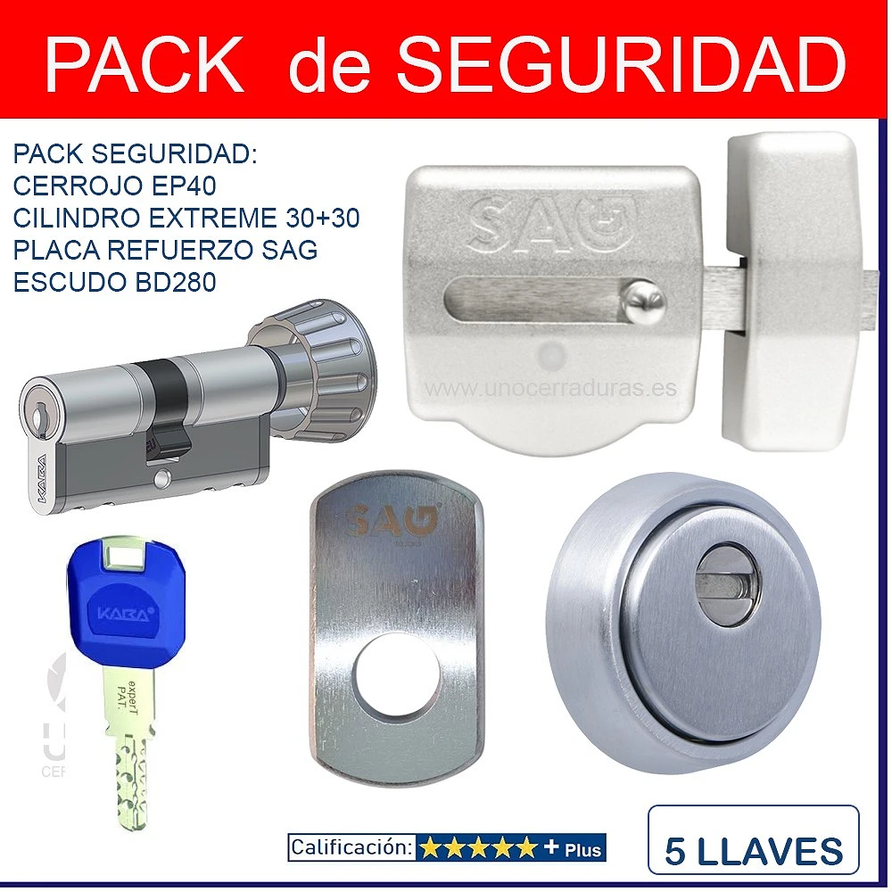 SAG EP40 PLATA-KABA EXTREME POMO -5 LLAVES-PLACA SAG -DISEC BD280