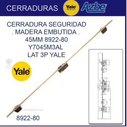 CERRADURA MULTIPUNTO YALE 892280 3P 80x50 45mm