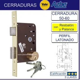 CERRADURA EMBUTIR YALE 50-60-H.LATONADO