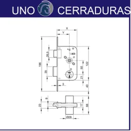 CERRADURA EMBUTIR YALE 50-60-H.LATONADO