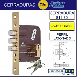 CERRADURA YALE-AZBE 811 SIN RESBALON 811 BC 60