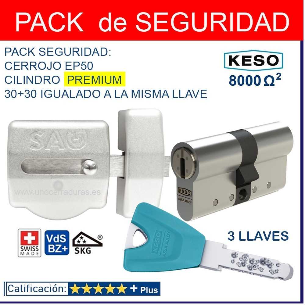 SAG EP50 + KESO 8000 Omega2 PREMIUM 60mm 3 LLAVES CROMO UNOCERRADURAS