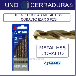 JUEGO BROCAS METAL HSS-COBALTO IZAR 6 PZ-UNOCERRADURA