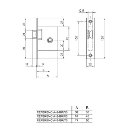 PICAPORTE MAD.EMB. 249B E-44MM PICAPORTE MAD.EMB. 249B E-44MM REV. C/CDO H. LTDO. CVL 249B6