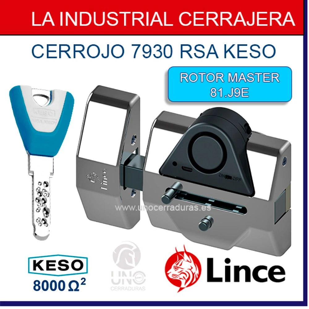 CERROJO LINCE 7930 RSA CON ALARMA KESO CROMO