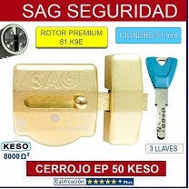 CERROJO SAG EP50 ORO + ROTOR KESO 8000 PREMIUM 3 LLAVES