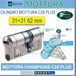 CILINDRO MOTTURA CHAMPIONS C28 PLUS M 31+31 62mm DOBLE EMBRAGUE CROMO