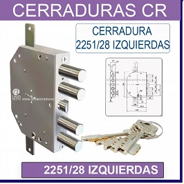 CERRADURA CR 2251/28 ACORAZADA 5 LLAVES IZQUIERDA