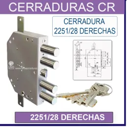 CERRADURA CR 2251/28 ACORAZADA 5 LLAVES DERECHAS