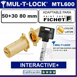 Cilindro FICHET MULTLOCK MTL600 LATON 5 Llaves INTERATIVE+ UNOCERRADURAS