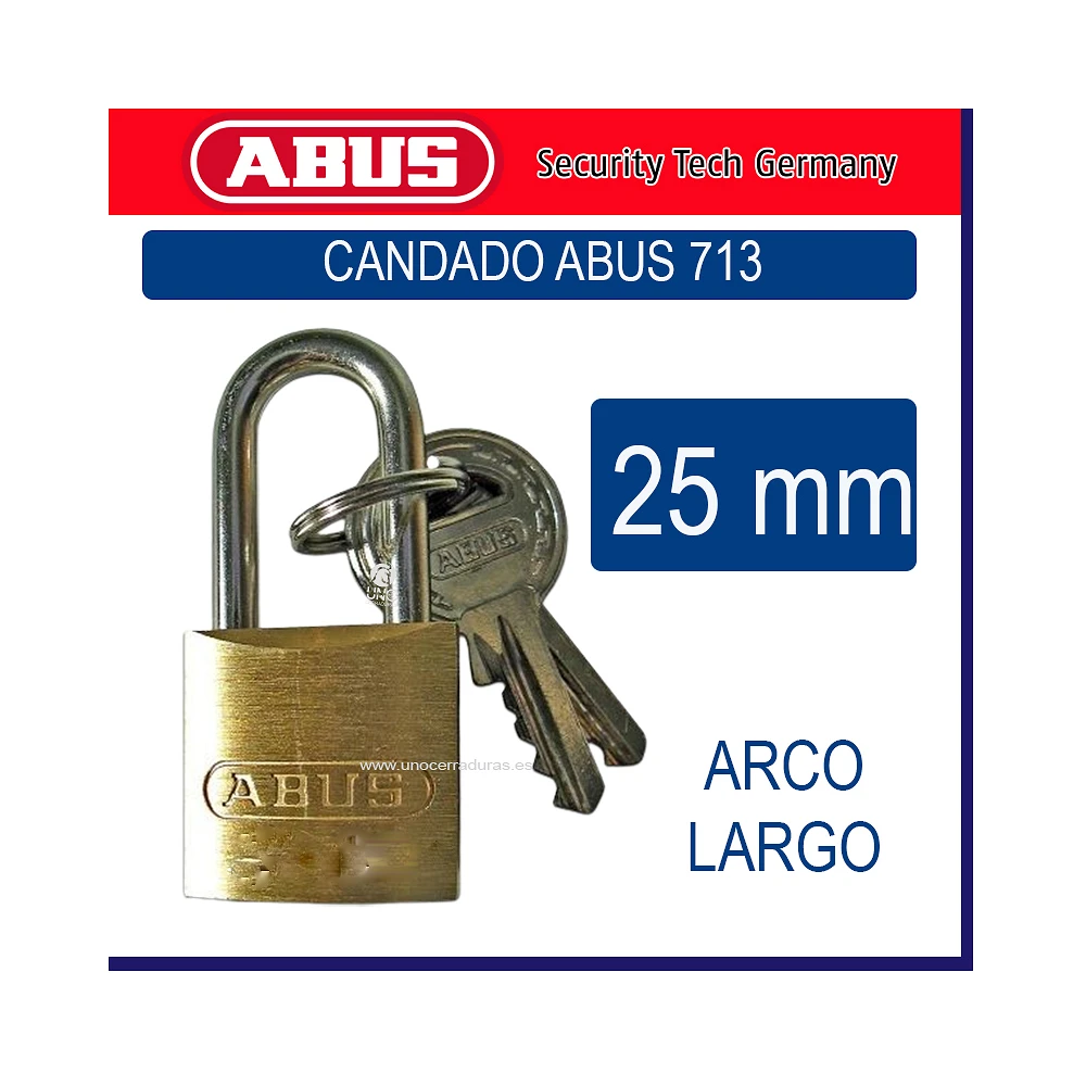 CANDADO LATON 713 ARCO LARGO 25MM