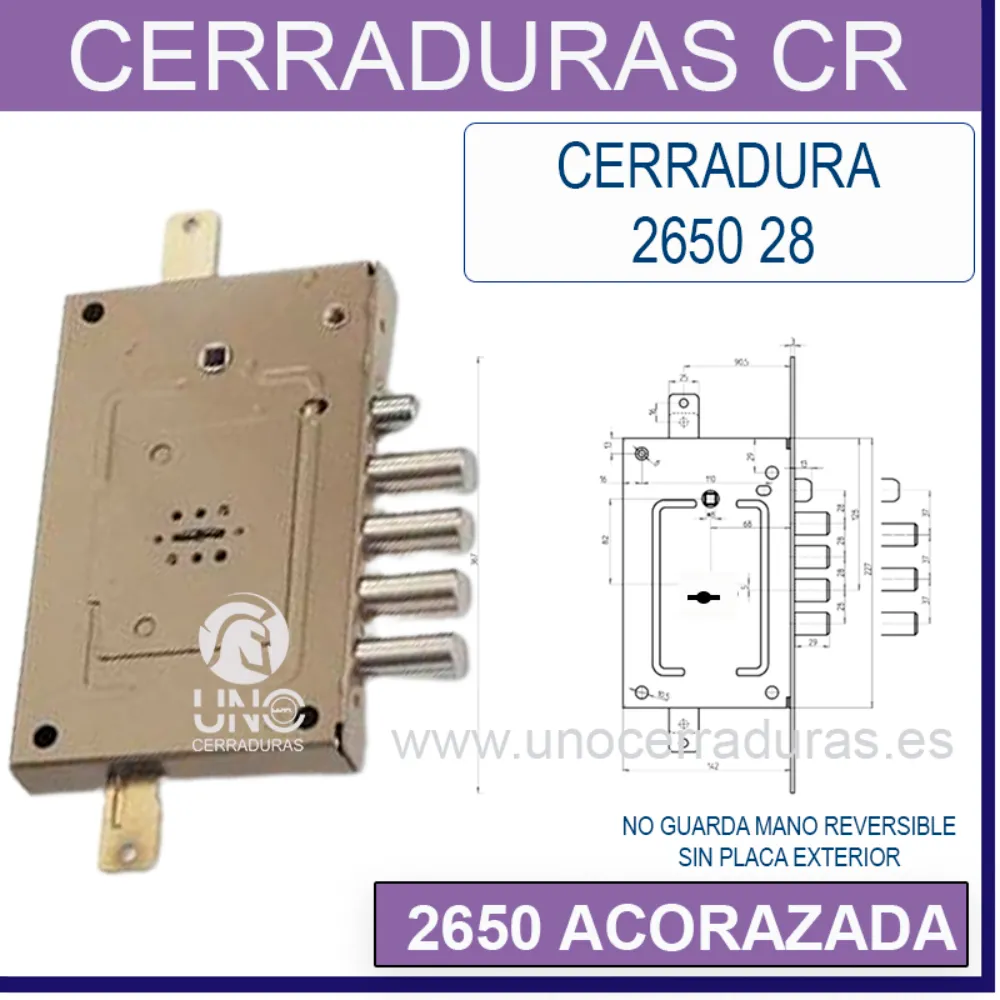 CERRADURA CR 2650/28 ACORAZADA 5 LLAVES